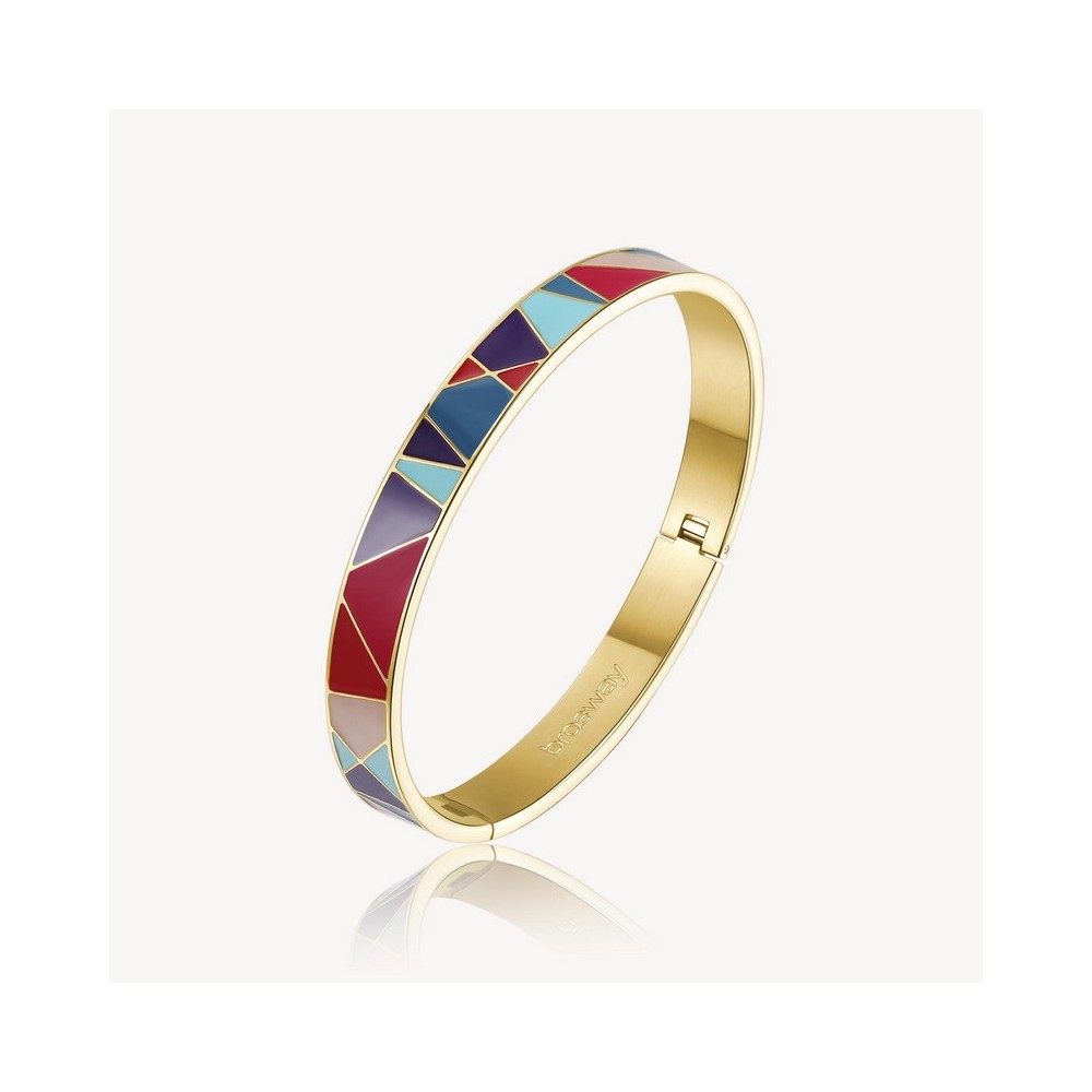 1 - Bracciale rigido donna Brosway With You fantasia geometrica smalto multicolor Acciaio dorato BWY50