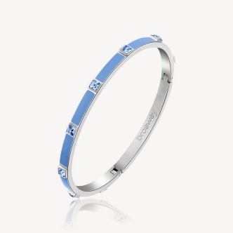 1 - Bracciale rigido donna Brosway With You smalto celeste e cristalli Acciaio BWY45