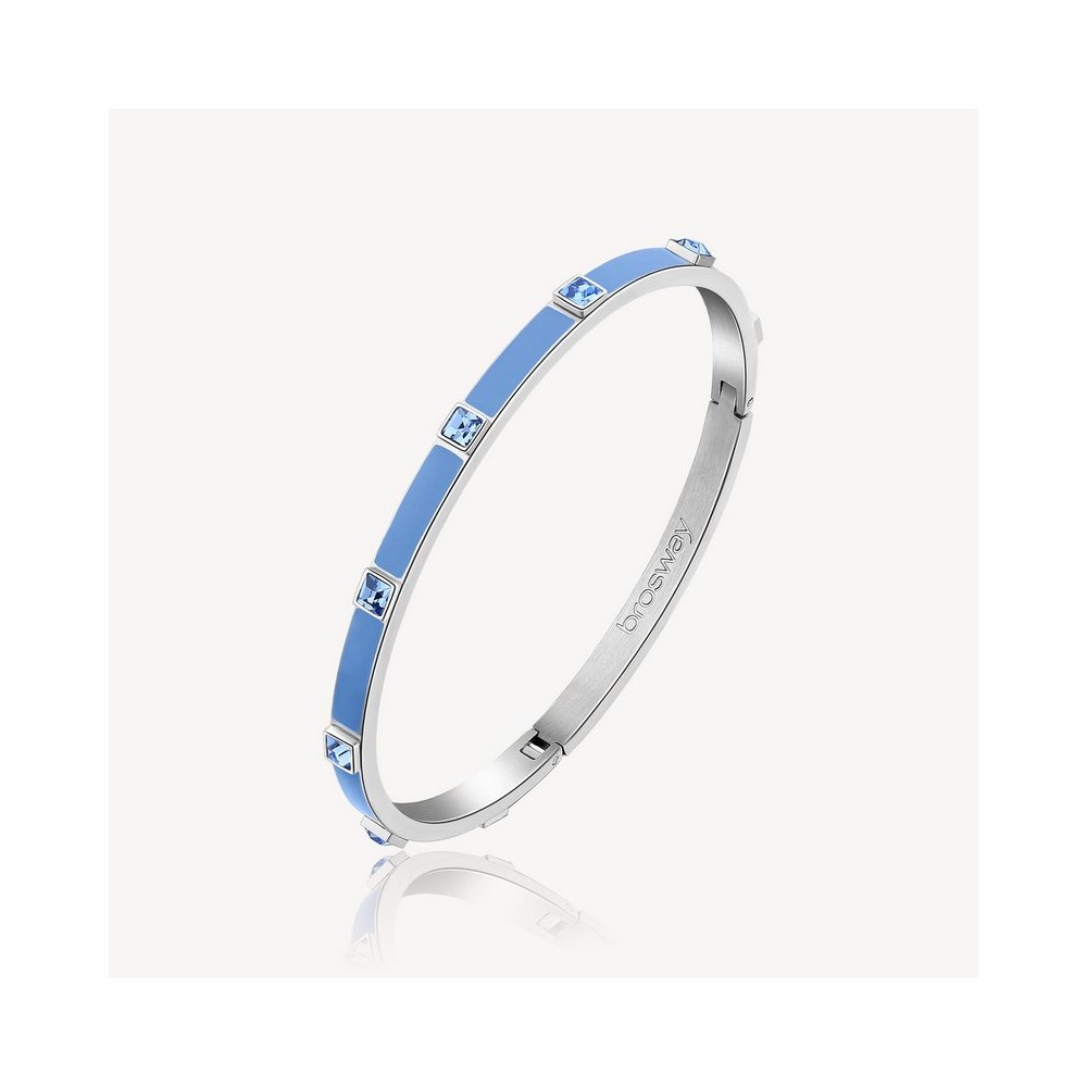 1 - Brosway With You women's rigid bracelet, light blue enamel and BWY45 steel crystals