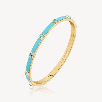 1 - Brosway With You women's rigid bracelet Golden steel, turquoise enamel and BWY46 crystals