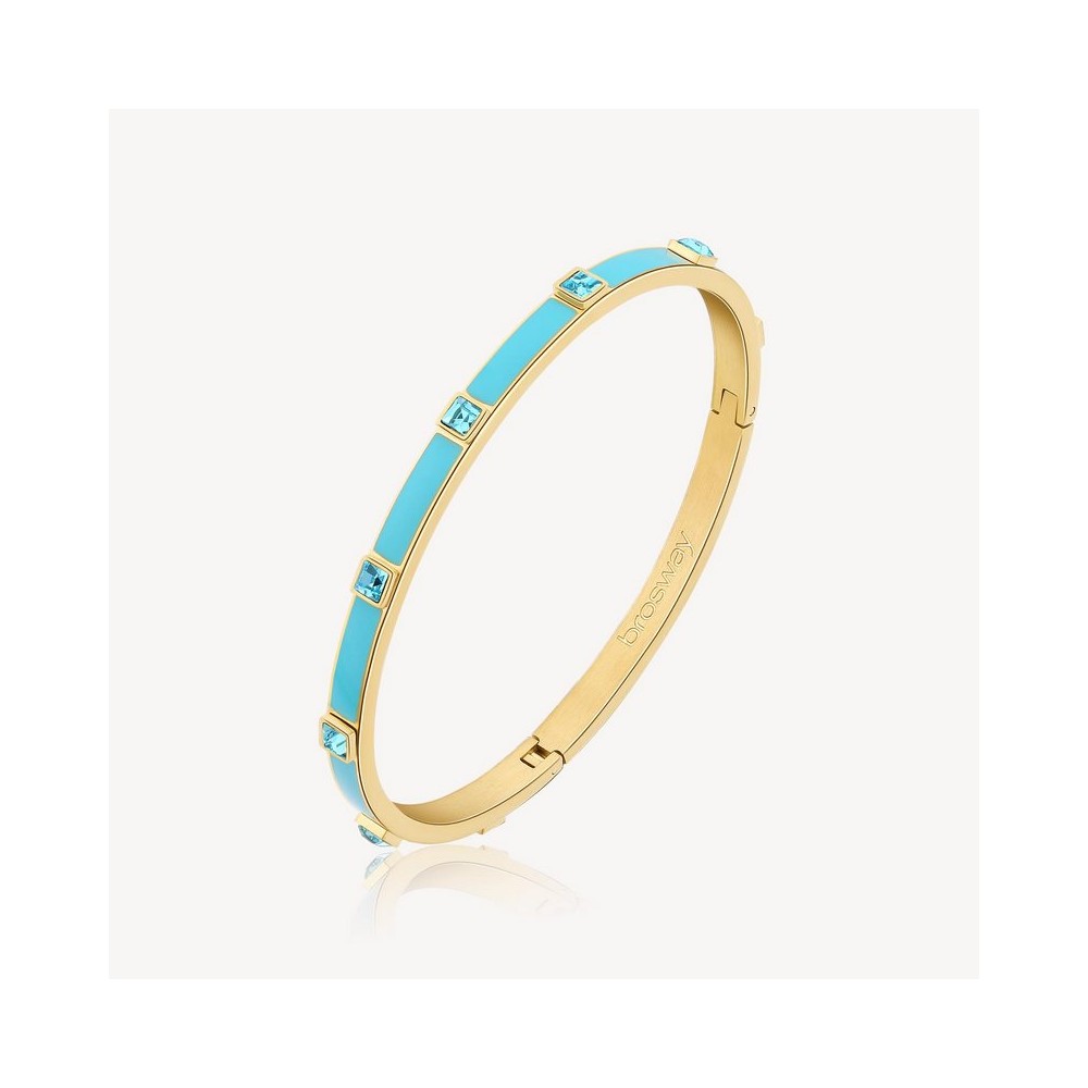 1 - Brosway With You women's rigid bracelet Golden steel, turquoise enamel and BWY46 crystals