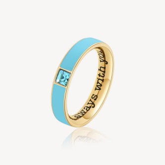 1 - Brosway With You woman ring turquoise enamel Golden steel and crystals BWYA08E size 18