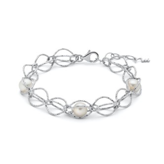 1 - Miss Italia women's bracelet 925 silver with pearls PBR3345B oval chain