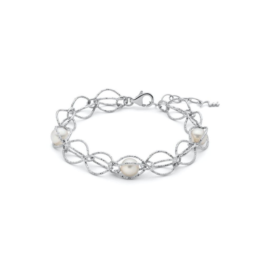 1 - Miss Italia women's bracelet 925 silver with pearls PBR3345B oval chain