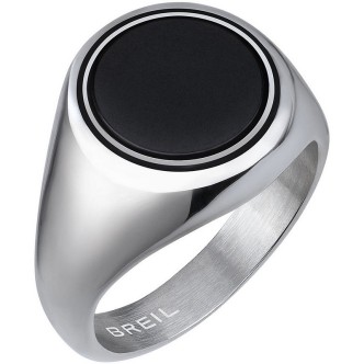 1 - Breil Code steel man ring with onyx TJ3116