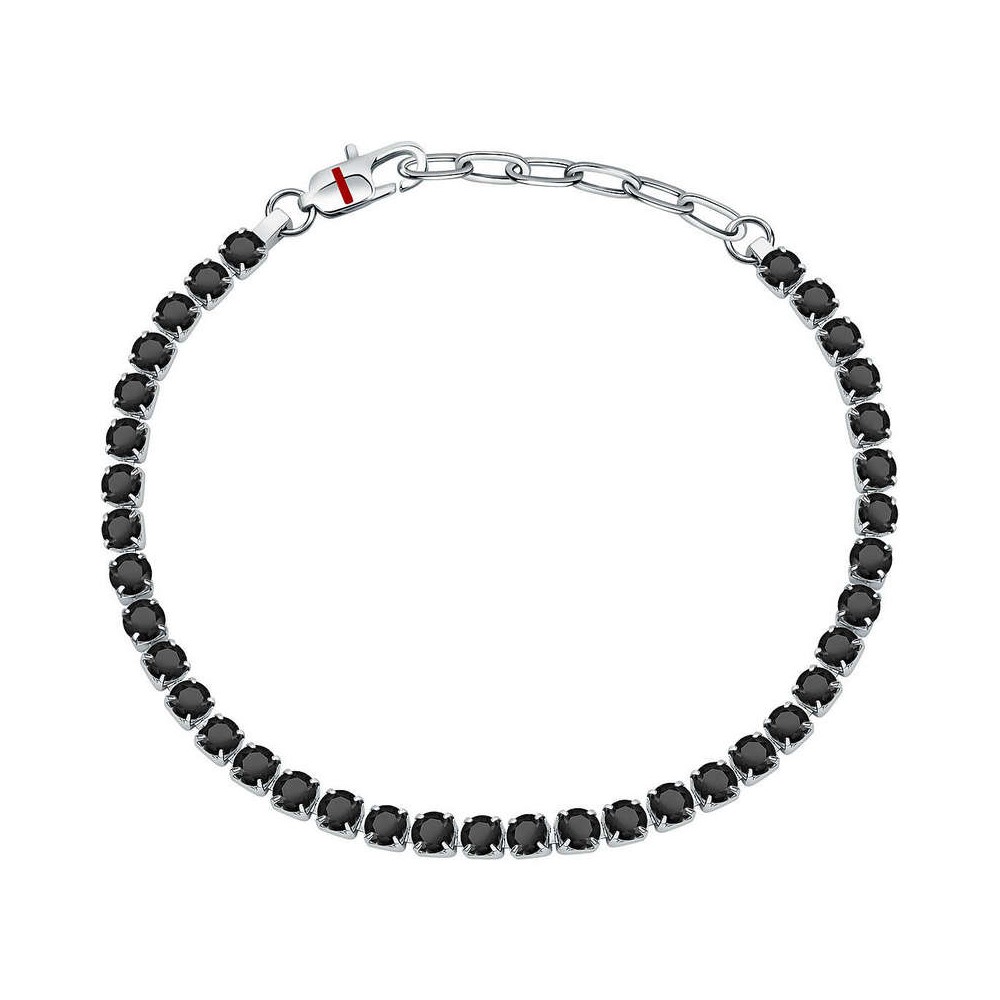 1 - Bracciale Tennis nero uomo Sector SANN45 acciaio con zirconi