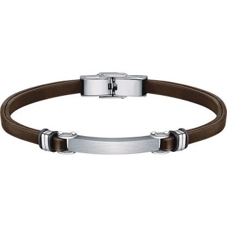 1 - Sector Bandy men's bracelet in brown leather and steel SZV94