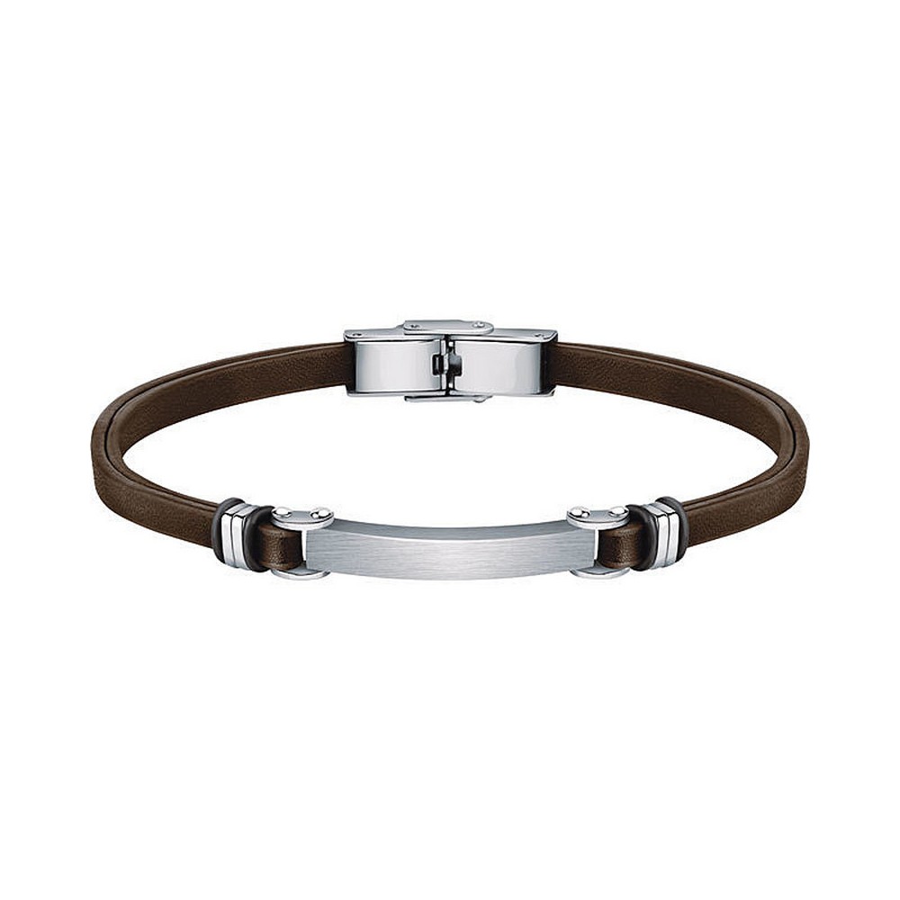 1 - Sector Bandy men's bracelet in brown leather and steel SZV94