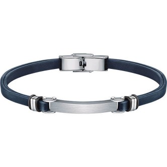 1 - Bracciale uomo Sector Bandy pelle blu ed acciaio SZV95