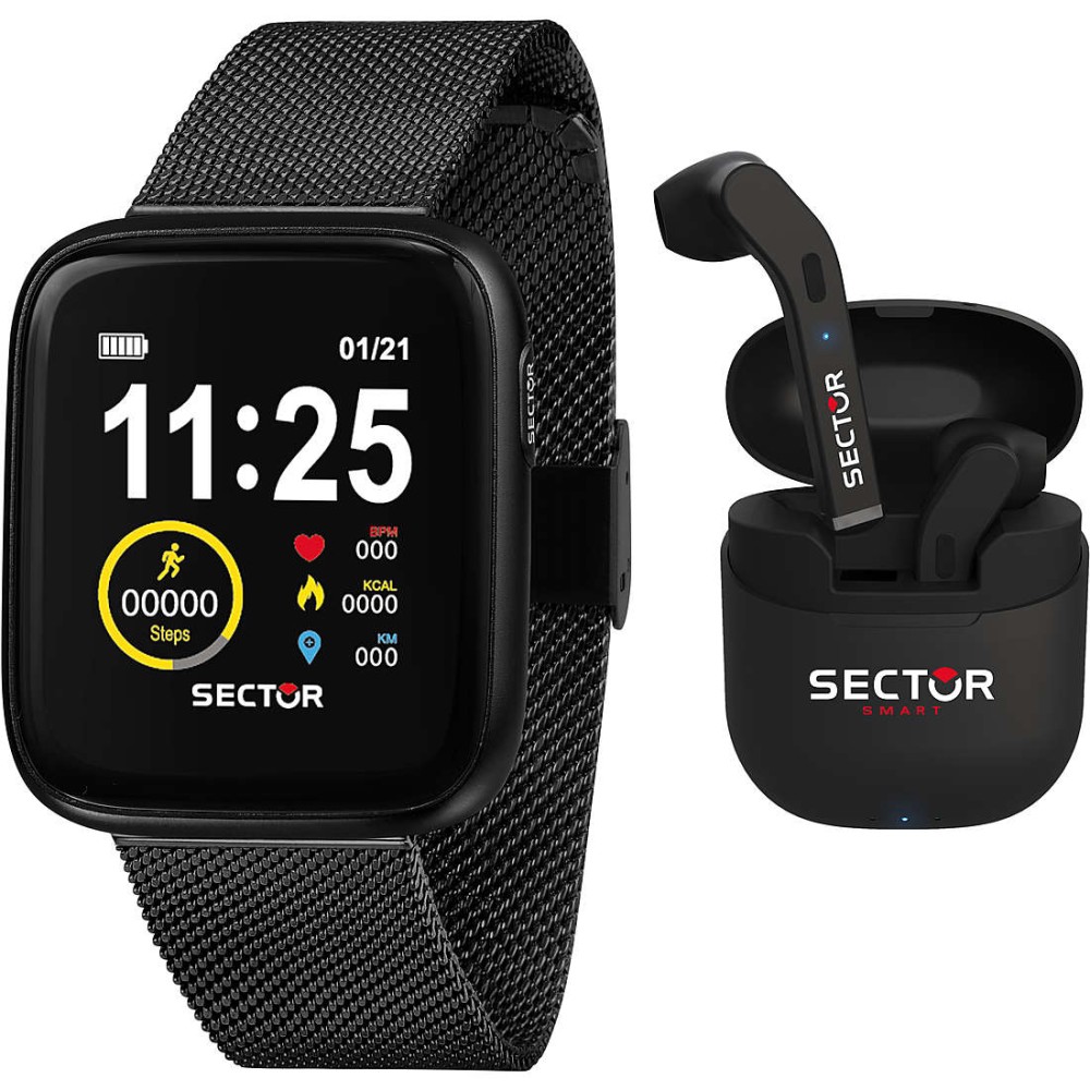 1 - Smartwatch uomo Sector nero S-04 Smart R3253158004 acciaio Maglia Milano