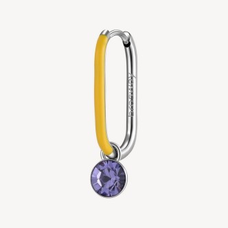 1 - Mono orecchino rettangolare donna Brosway Symphonia Acciaio smalto giallo e cristallo viola BYM127