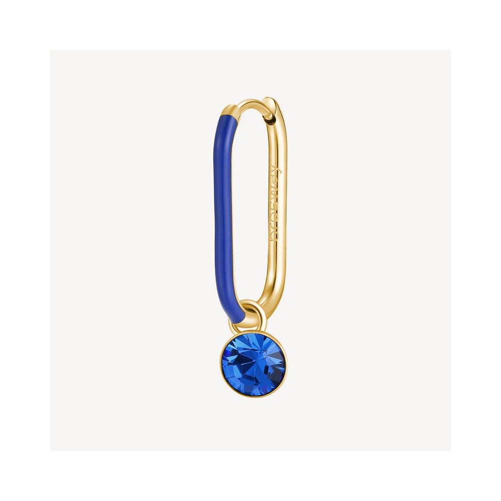 1 - Brosway Symphonia woman rectangular earring Golden steel, blue enamel and crystal BYM130