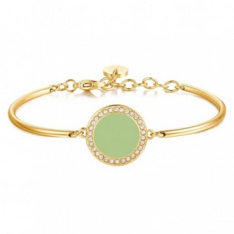 1 - Bracciale donna Brosway Chakra Miami Vibes Acciaio dorato e smalto verde BVB13