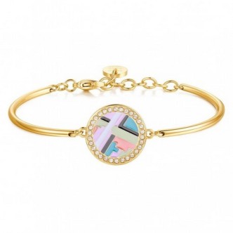 1 - Bracciale donna Brosway Chakra Miami Vibes Acciaio dorato e smalto multicolor BVB14