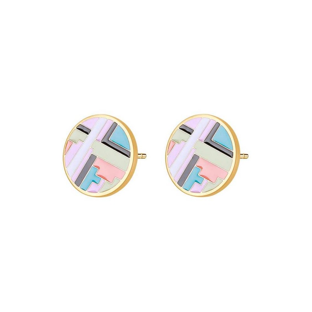 1 - Brosway Chakra Miami Vibes women's stud earrings Golden steel and multicolor enamel BVB24