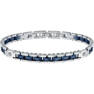 1 - Bracciale uomo Sector blu acciaio e ceramica con viti SAFR31