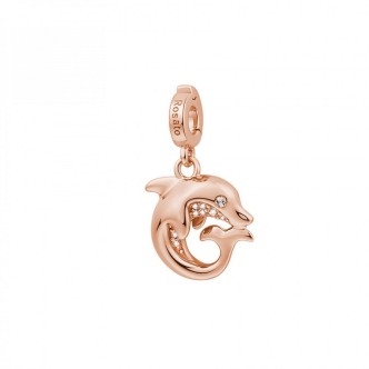 1 - Charm donna delfino Rosato Storie Argento 925 oro rosa RZ196