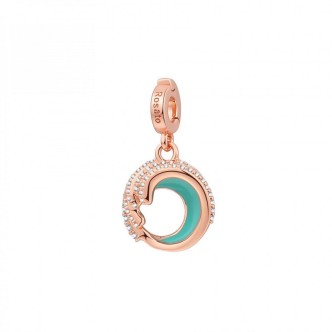 1 - Charm donna onda del mare Rosato Storie Argento 925 oro rosa smalto turchese RZ197