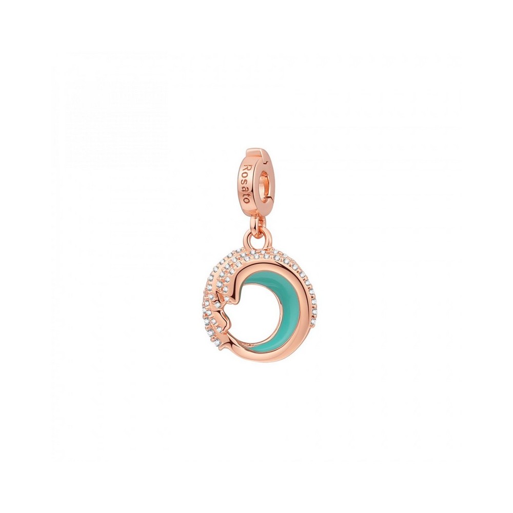 1 - Woman Sea wave charm Rosato Stories Silver 925 rose gold turquoise enamel RZ197