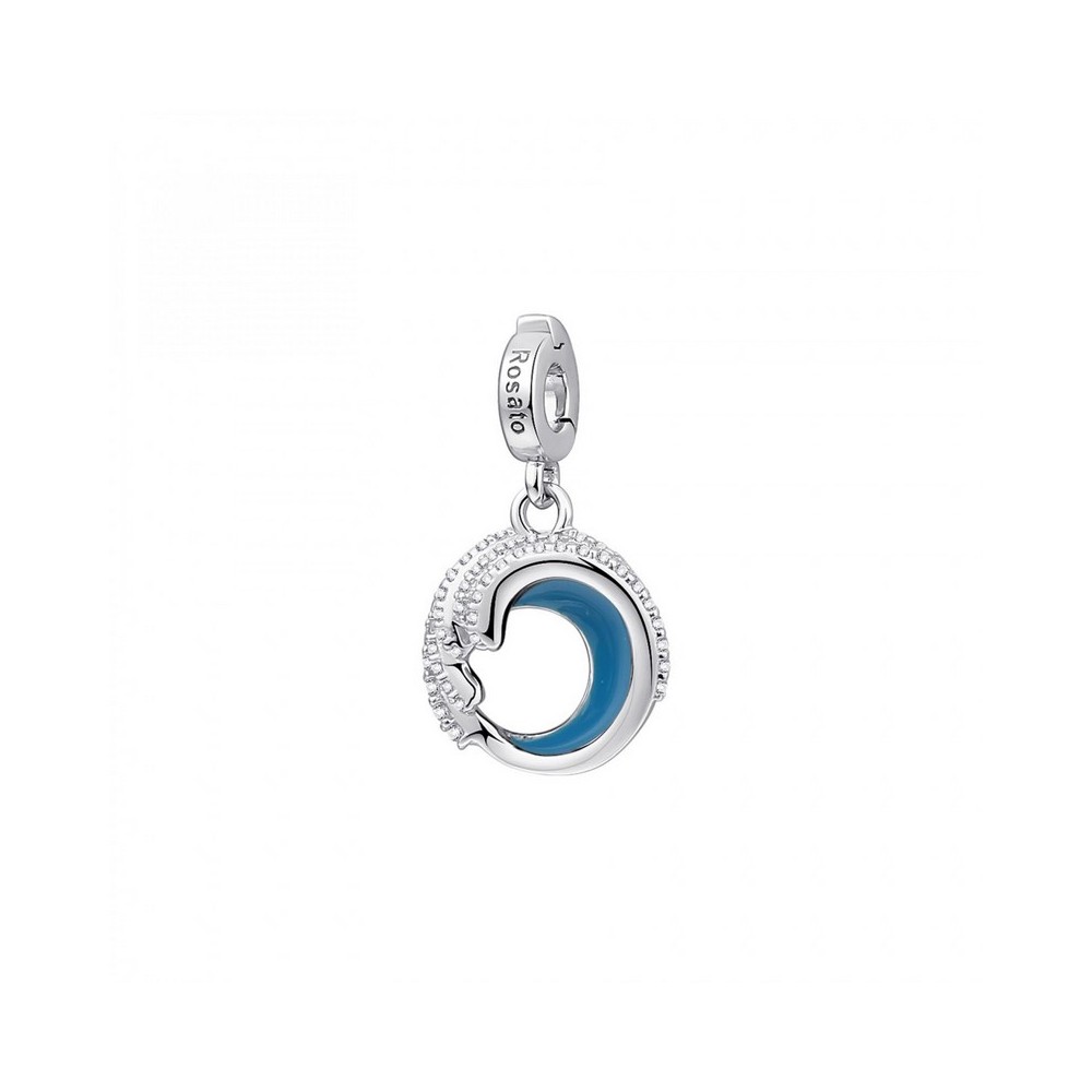 1 - Charm donna onda del mare Rosato Storie Argento 925 smalto blu RZ197R