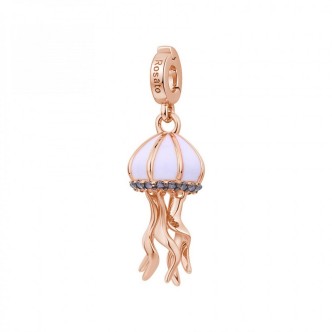 1 - Charm donna medusa Rosato Storie Argento 925 oro rosa ametista smalto RZ199