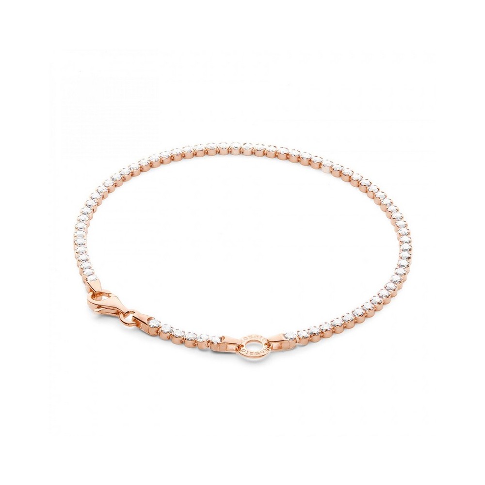 1 - Bracciale donna tennis Rosato Storie Argento 925 oro rosa zirconi bianchi RZB041B