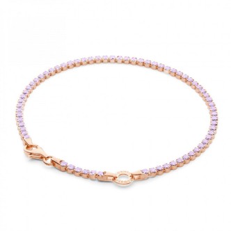 1 - Bracciale donna Tennis  Rosato Argento 925 con zirconi viola RZB043B