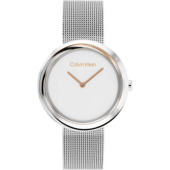 1 - Calvin Klein Sculptural women's watch two-tone steel only time Milan mesh 25200011