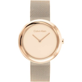 1 - Calvin Klein Sculptural rose gold steel woman watch only time Milan mesh 25200013