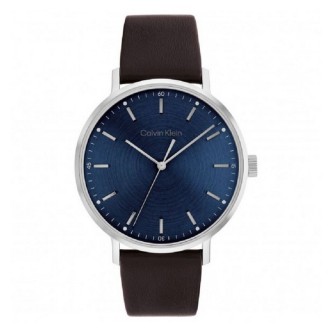 1 - Calvin Klein Timeless 25200052 steel man only time watch with blue background