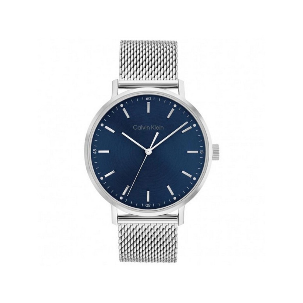 1 - Calvin Klein Timeless men's time-only watch with blue steel background Maglia Milano 25200045