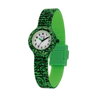 1 - Hip Hop Kids Fun watch only time baby green and black silicone HWU1110