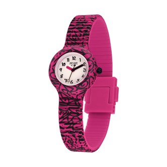 1 - Hip Hop Kids Fun watch only time boy silicone fuchsia and black HWU1109