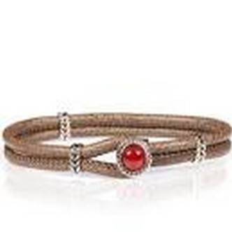 1 - Gerba Lab 034 men's bracelet brown leather cord with red button