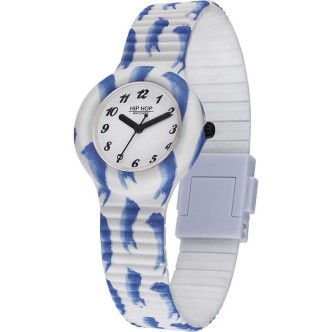 1 - Orologio donna Hip Hop Spring Paint Water bianco e celeste HWU1107 silicone