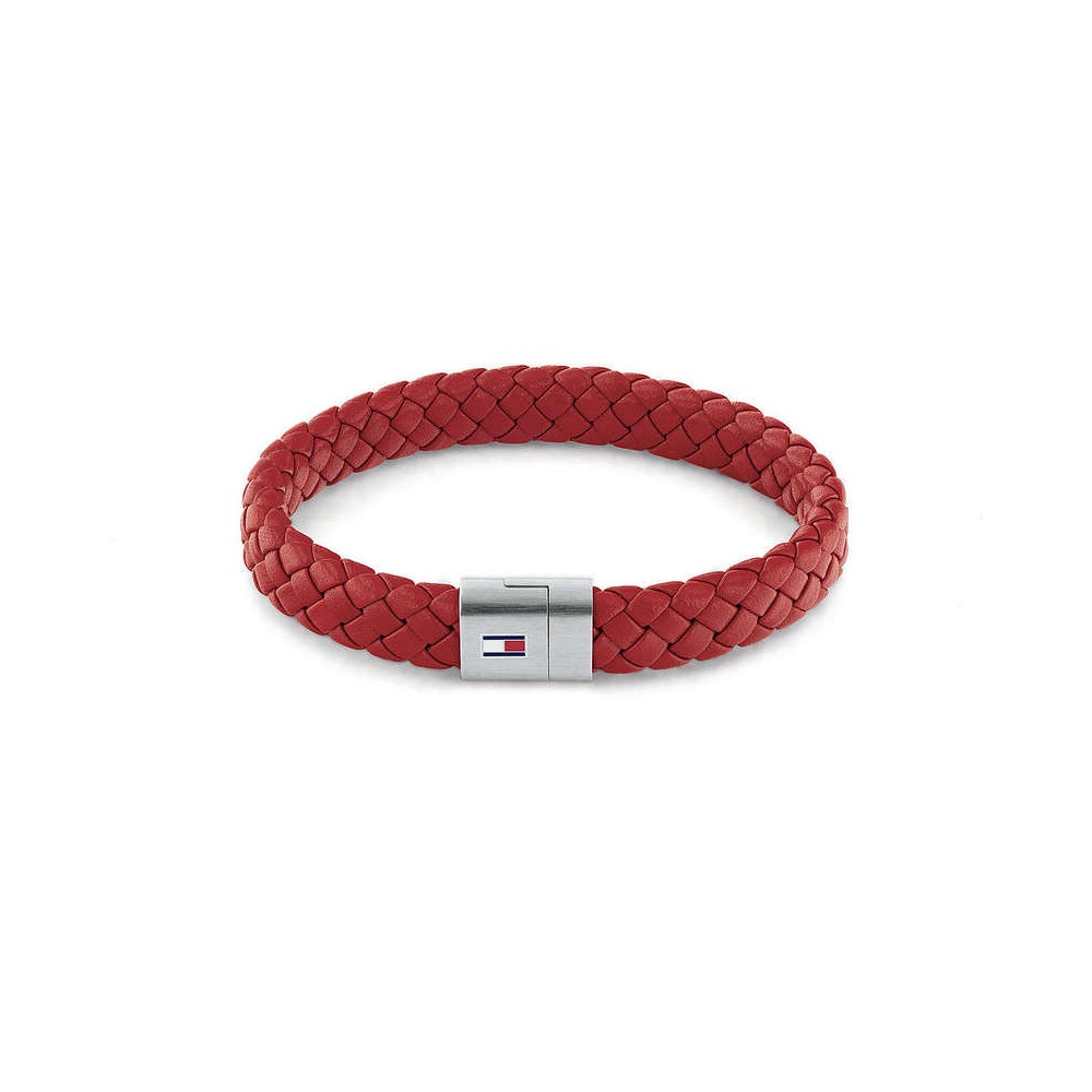 1 - Bracciale uomo Tommy Hilfiger pelle rossa ed acciaio 2790329