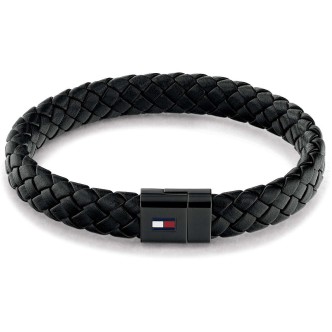 1 - Bracciale uomo Tommy Hilfiger pelle nera ed acciaio 2790331