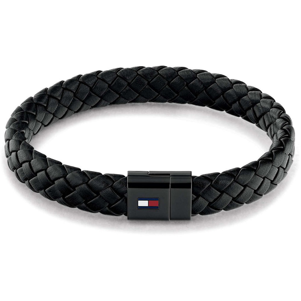 1 - Tommy Hilfiger men's bracelet black leather and steel 2790331