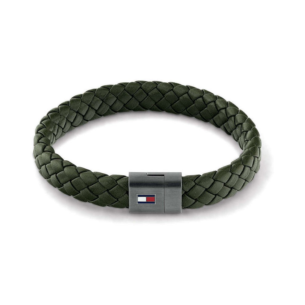 1 - Tommy Hilfiger men's green leather and steel bracelet 2790332