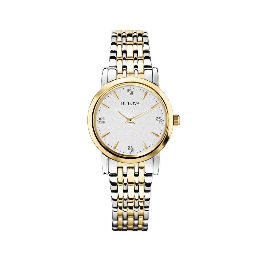 1 - Bulova women's watch Classic Lady Diamonds golden steel with diamonds 98P115