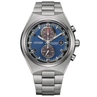 1 - Citizen Super Titanio 7090 chronograph watch blue background CA7090-87L