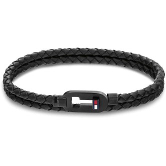 1 - Bracciale uomo Tommy Hilfiger Minimalist pelle nera ed acciaio 2790386