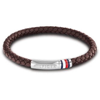 1 - Bracciale uomo Tommy Hilfiger Woven pelle marrone ed acciaio 2790402