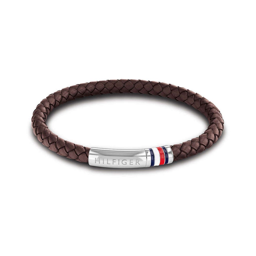 1 - Tommy Hilfiger Woven men's bracelet brown leather and steel 2790402