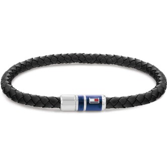 1 - Bracciale uomo Tommy Hilfiger Casual Core pelle nera ed acciaio 2790293S