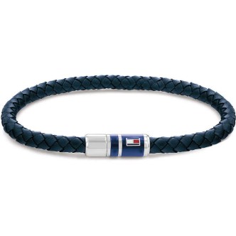 1 - Bracciale uomo Tommy Hilfiger Casual Core pelle blu ed acciaio 2790294S