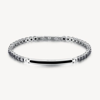 1 - Bracciale Tennis uomo Brosway Avantgarde nero con targa acciaio BVD15