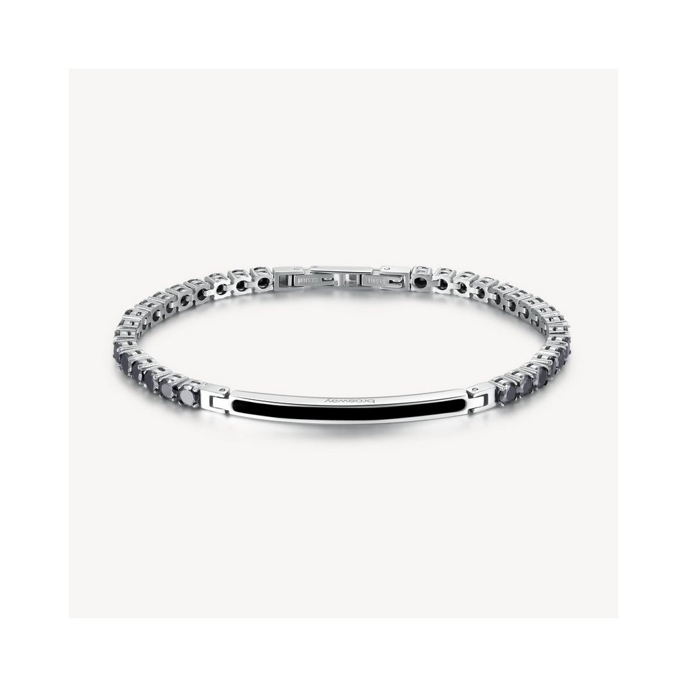 1 - Bracciale Tennis uomo Brosway Avantgarde nero con targa acciaio BVD15