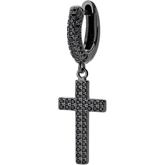 1 - Amen single earring with cross headband for women 925 silver with zircons ORMOCRNNZ