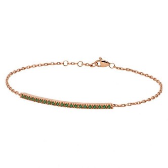 1 - 18Kt Rose Gold Paddle Backspin Woman Gold Bracelet with Emeralds PHBE9564